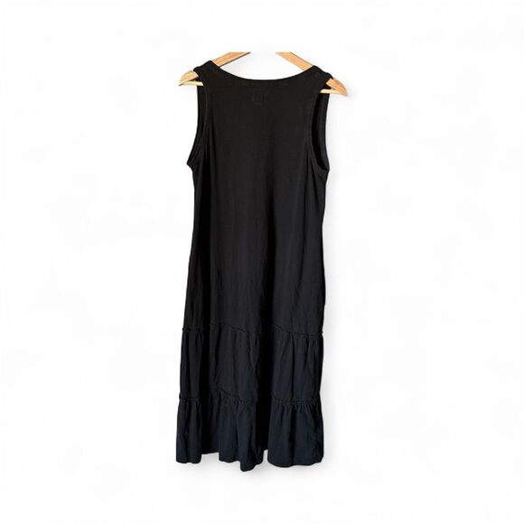 Pact Sleeveless Black Tiered Midi Organic Cotton Dress Casual Everyday size M - Picture 3 of 6